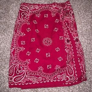 One of a kind red bandana wrap skirt